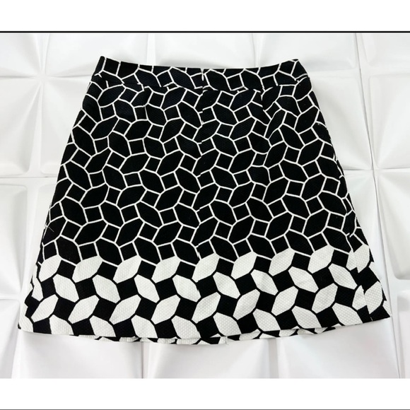Talbots Sz 16 Pleat Front A Line Black White Texture Geometric Skirt Work Career - Picture 6 of 12